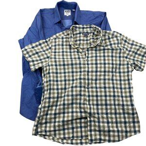 Ely Cattleman Men's Shirts XL Lot of Two Blue & Green Plaid Long Sleeve